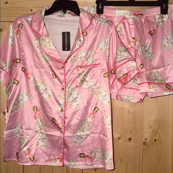 Brand New Sheshow Pink Champagne Pajamas size Large - Picture 4 of 8